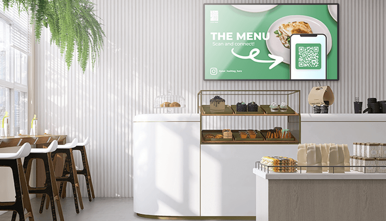 QR Code Digital Signage in coffee shop(1)